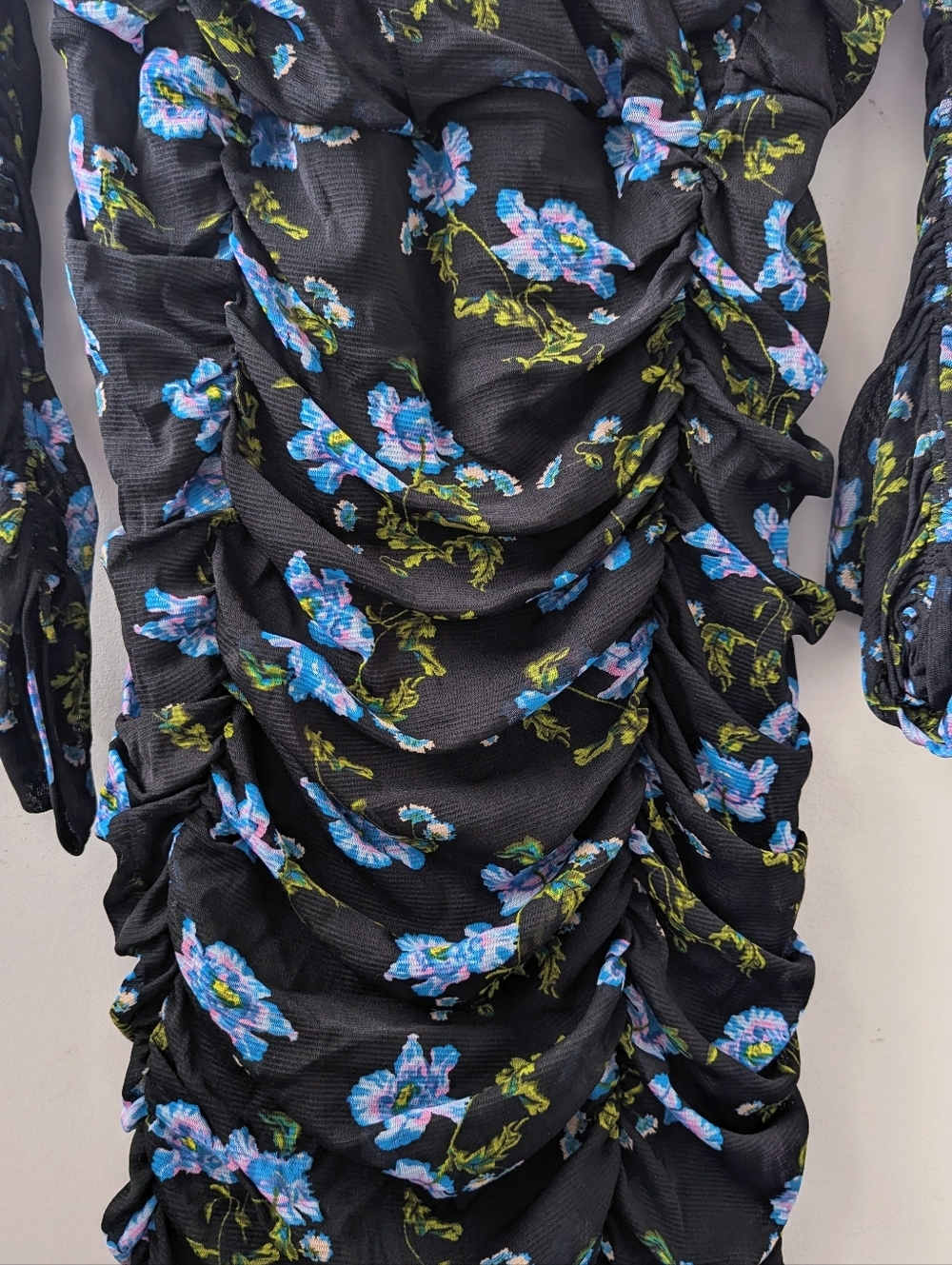 Diane Von Furstenberg Floral Ruched Mesh Midi Dress - Picture 8 of 16